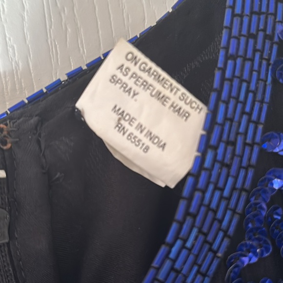 Stenay Vintage Blue Black Sequin 80s Cocktail Dress Size 10 Holiday New Years - Picture 5 of 6